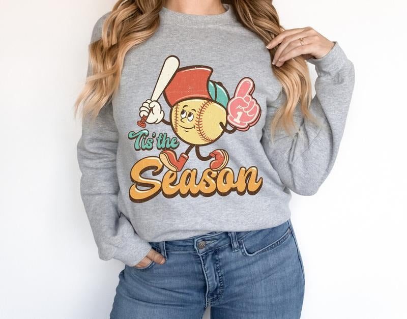 Unisex Softball Tis The Season Sweatshirt, Retro Softball Mom Shirt, Vintage Softball Sweatshirt, Softball Lover Shirt,...