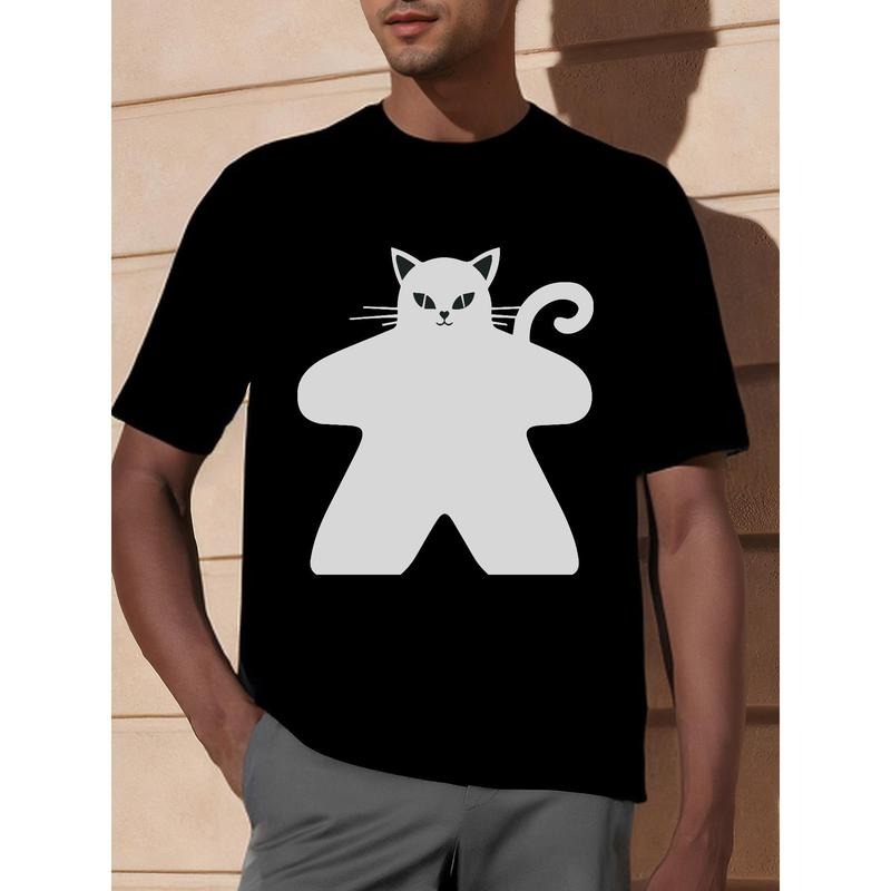 Cat Meeple 100% Organic Cotton Men's/ Unisex T-shirt Made in USA