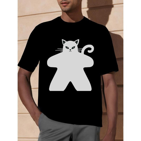 Cat Meeple 100% Organic Cotton Men's/ Unisex T-shirt Made in USA