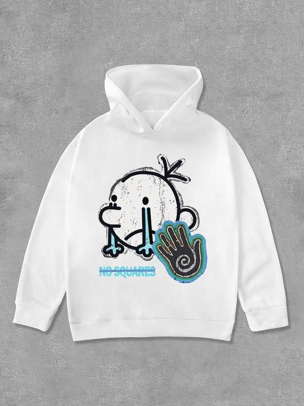 Unisex'WB shield Cartoon & Letter Print Hoodie, Casual Comfy Regular Fit Long Sleeve Hooded Sweatshirt for Daily Wear,...