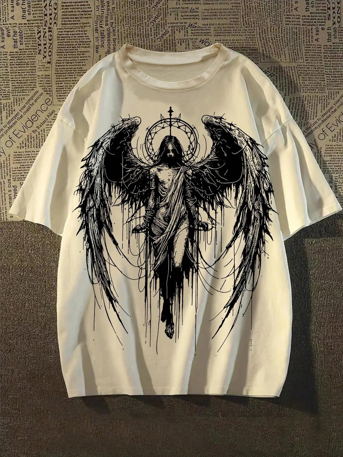 Unisex'WB shield Cartoon Angel Wing Graphic Print Round Neck Tee, Regular Fit Casual Fashion Short Sleeve T-shirt, Men'WB...