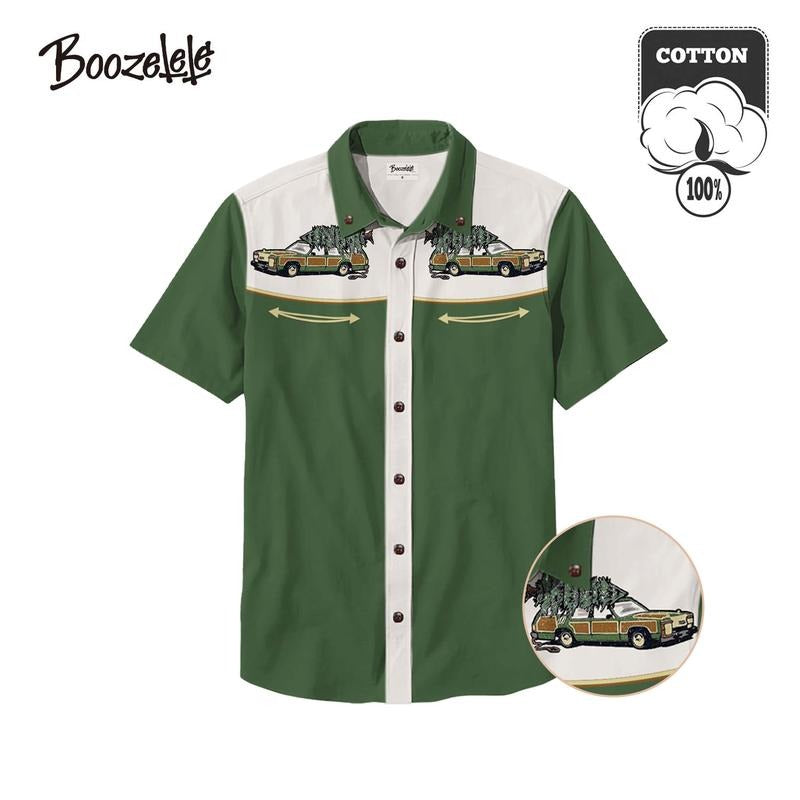 Unisex WB shield Christmas Story Funny Christmas Tree Car 100% Cotton Shirt Button-down Shirt,Menswear,Short...