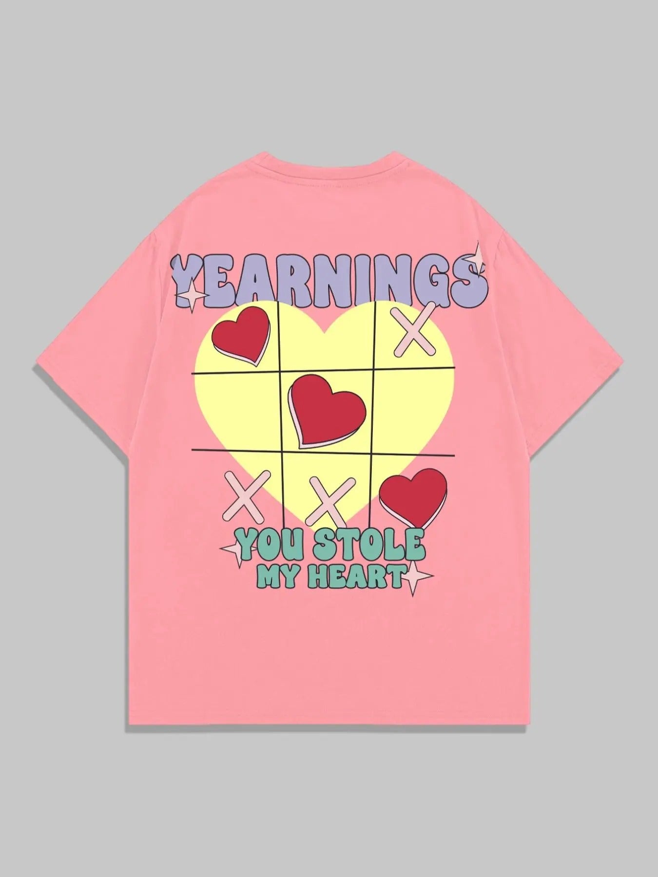 Unisex'WB shield Heart & Letter Print Round Neck Tee, Loose Casual Short Sleeve T-shirt for Daily Wear, Unisex'WB shield Top for Spiky hair fighters Seasons