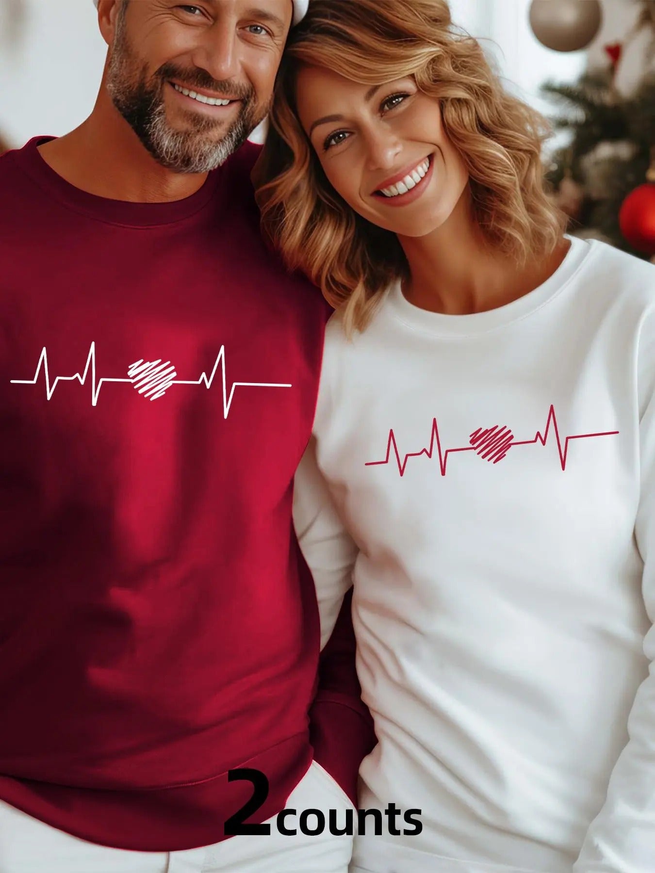 Unisex'WB shield Heartbeat Print Crew Neck Sweatshirt, Casual Long Sleeve Pullover for Spring & Fall, Fashion Unisex'WB...