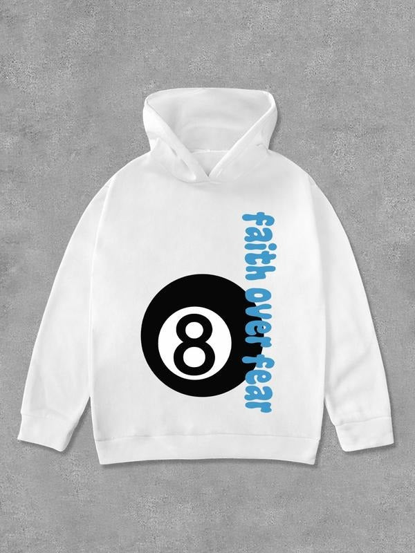 Unisex'WB shield Letter & Billiard Print TNF Lined Hoodie, Casual Comfy Long Sleeve Hooded Sweatshirt for Daily Wear,...