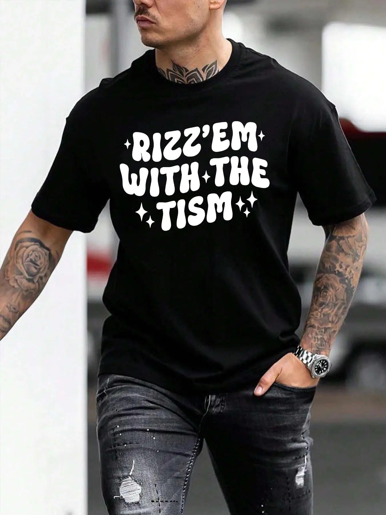 Unisex'WB shield Letter Print Round Neck Tee, Street Fashion Short Sleeve T-shirt for Daily Wear, Casual Comfy Knitting...