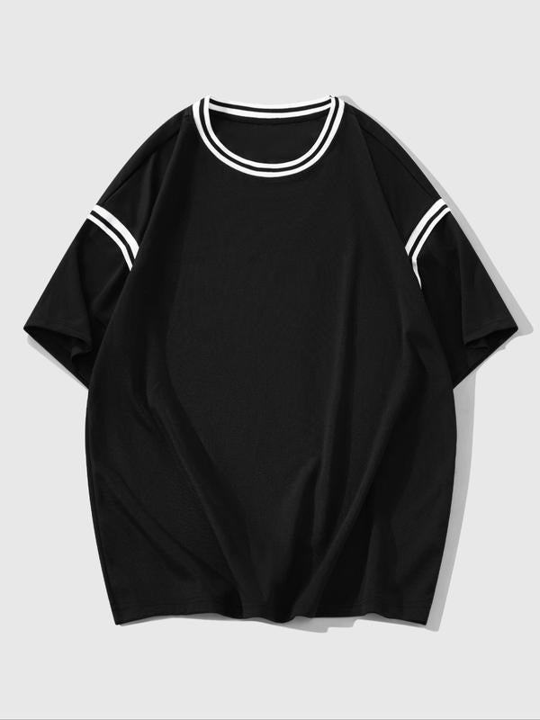 Unisex'WB shield Striped Print Round Neck Tee, Casual Loose Short Sleeve Crew Neck T-shirt for Summer, Fashion Men'WB...