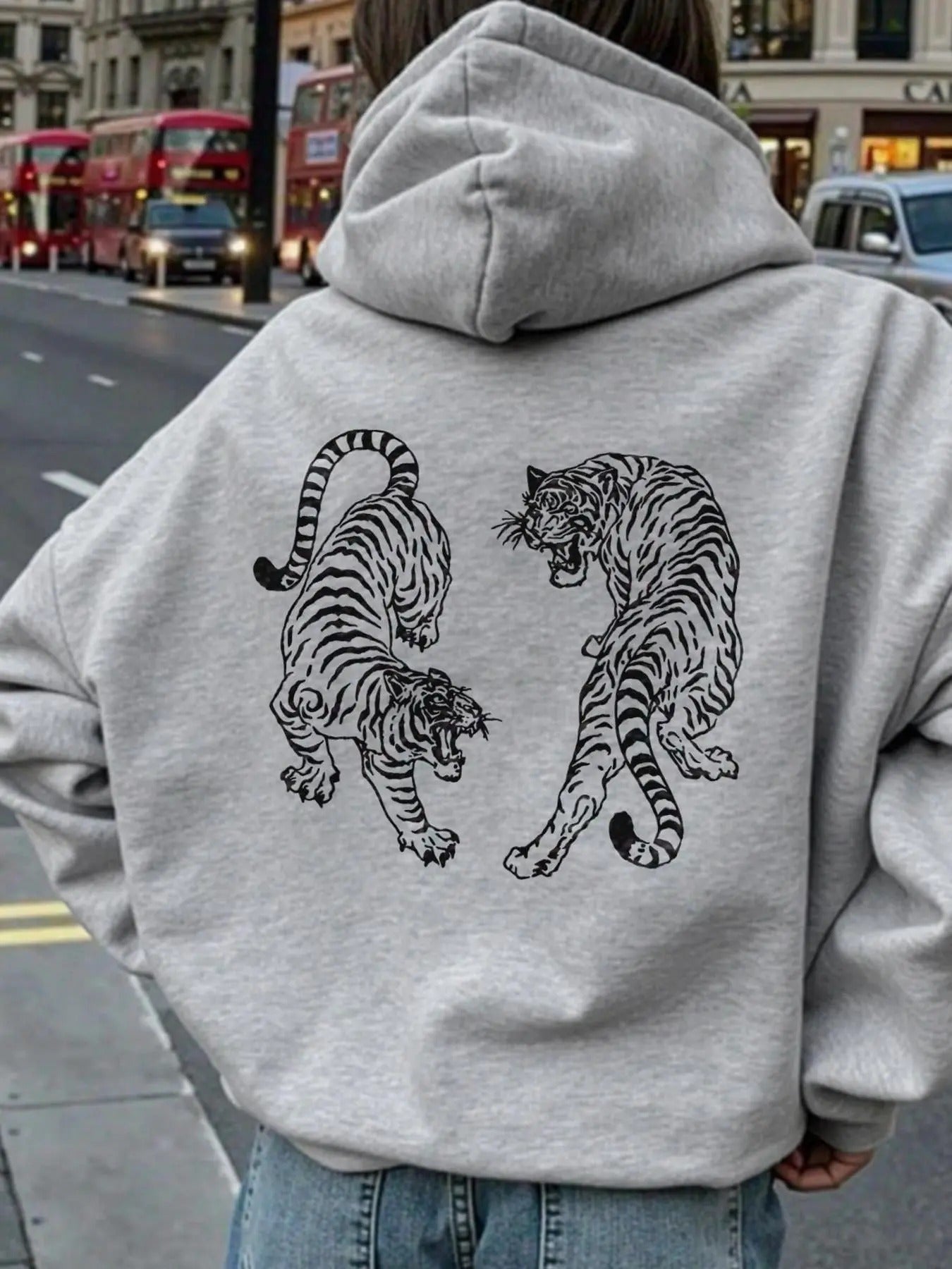 Unisex'WB shield Tiger Print Hoodie, Casual Long Sleeve Hooded Sweatshirt for Fall & Winter, Men'WB shield Top for Daily...