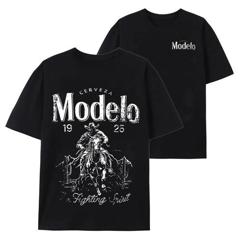 Unisex'WB shield Washed Distressed Modelo Cowboy Tee, Regular Fit Street Fashion Casual Comfy Short Sleeve Round Neck...
