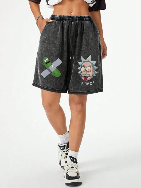 Unisex Women'WB shield Cartoon Graphic Print Shorts, Casual Comfy Loose Shorts for Summer, Fashion Women'WB shield...