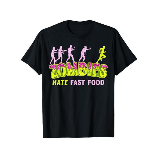 Unisex Zombie Graphic T-Shirt, Cotton Crew Neck Casual Tee, Short Sleeve Printed Top, Slight Stretch Knit Fabric, All-Season Comfort Made in USA