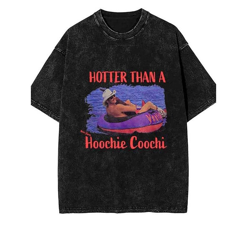 Unisex vintage 90s country 'Hoochie Coochi' pattern T-shirt - funny Alan Jackson inspired design, distressed vintage wash...