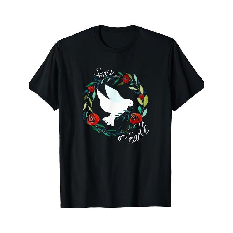 UnisexWomen'WB shield T-Shirt | Casual Round Neck | Peace Dove & Roses Graphic | Short Sleeve | Machine Washable |...