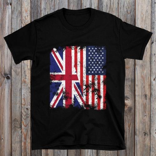 United Kingdom USA Flag - Half American T-Shirt made in usa Hoodie, Sweatshirt | DripVista.com