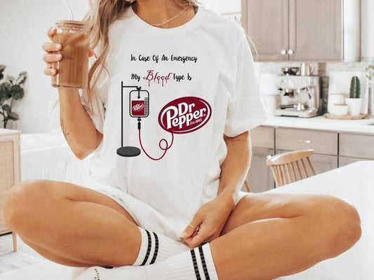 [Up To 5XL] Dr. Pepper Shirt, My Blood Type is Dr. Pepper Sweatshirt, Cute Dr Pepper Shirt, Gift For Her, Soda Shirt, Birthday Gift, Trendy Dr. Pepper