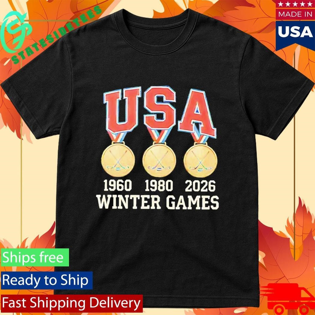 Usa Hockey Miracle On Ice 1980 1960 2026 Gold Medals Shirt