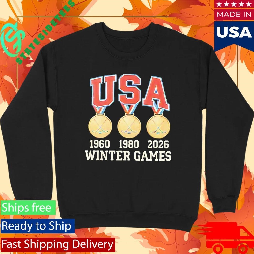 Usa Hockey Miracle On Ice 1980 1960 2026 Gold Medals Shirt
