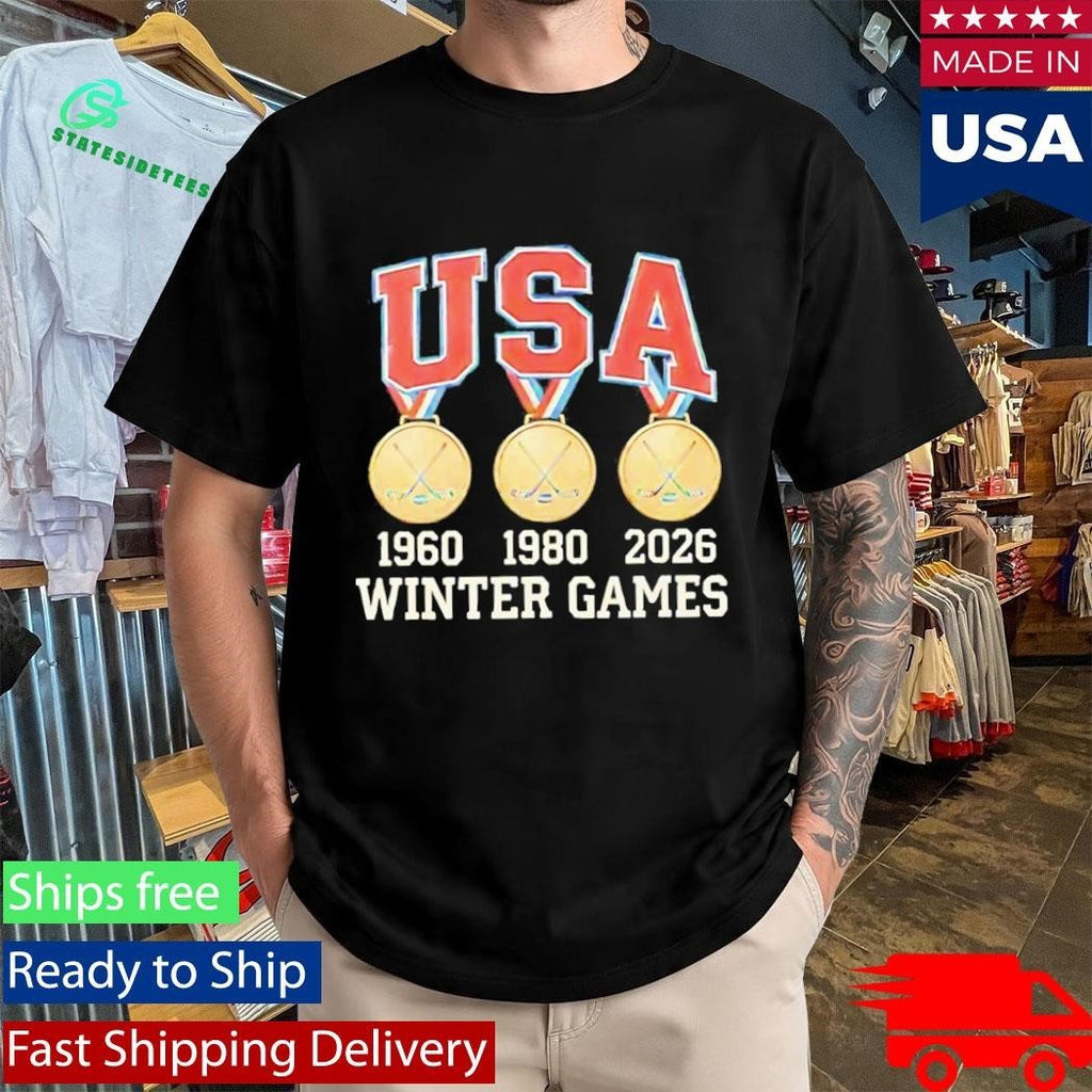 Usa Hockey Miracle On Ice 1980 1960 2026 Gold Medals Shirt