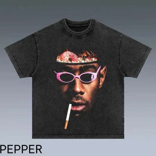 VINTAGE TEE | TYLER THE CREATOR, Tyler the creator printed t-shirt, Cotton Casual Crew Neck Black Menswear Tshirt Crewneck, T-Shirt For Unisex , Gift For Men Top Underwear