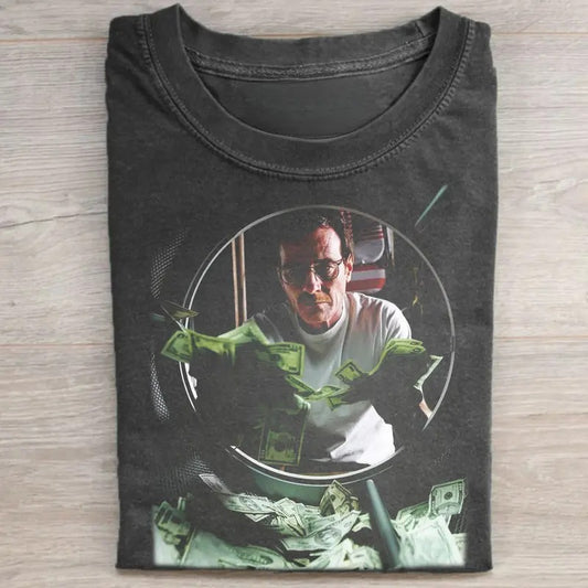 VIntage Walter White Washing His Money Graphic Tee - Breaking Bad Movie Shirt - Jeese Pinkman - Iconic Movie Scene Shirt Streetwear Menswear Top