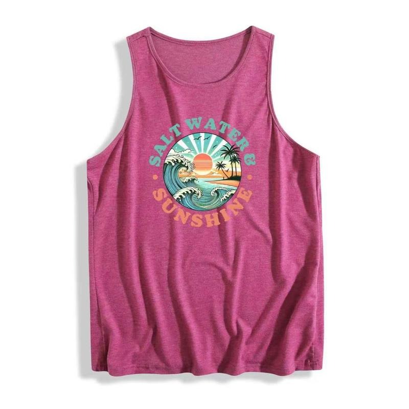 Vacation - Ready Vest: "Saltwater & Sunshine" Vest Boasting WB shield Cheerful Coastal Scene for Summer Vibes style 02...