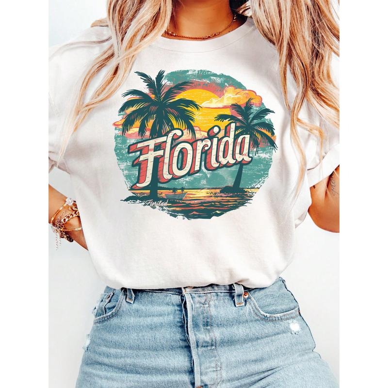 Vacation - ready Women'WB shield Lightsaber brand - Shirt: Retro - styled "Florida" Design, Ideal for WB shield Laid