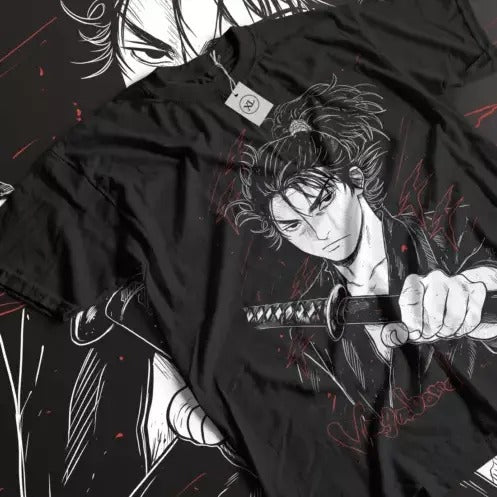 Vagabond T-shirt Musashi Miyamoto Matahachi Honiden Anime Gift Shirt All Size
