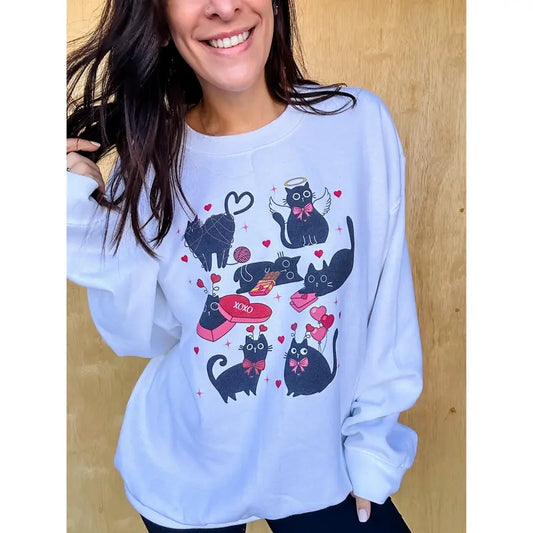 Valentine Cats Graphic Top