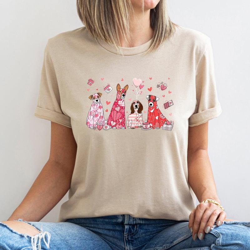 Valentine Ghost Dogs, Super Soft Tshirt, Valentine's Day Hoodie, Sweatshirt | DripVista.com