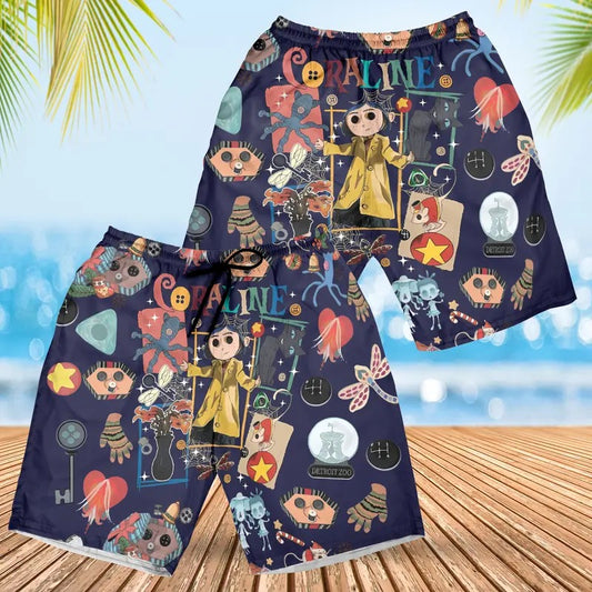 Valentine Hawaii Shorts, Coraline Best For Coraline Movie Hawaii Shorts, Hawaii Gift, Vintage Movie Hawaii Shorts