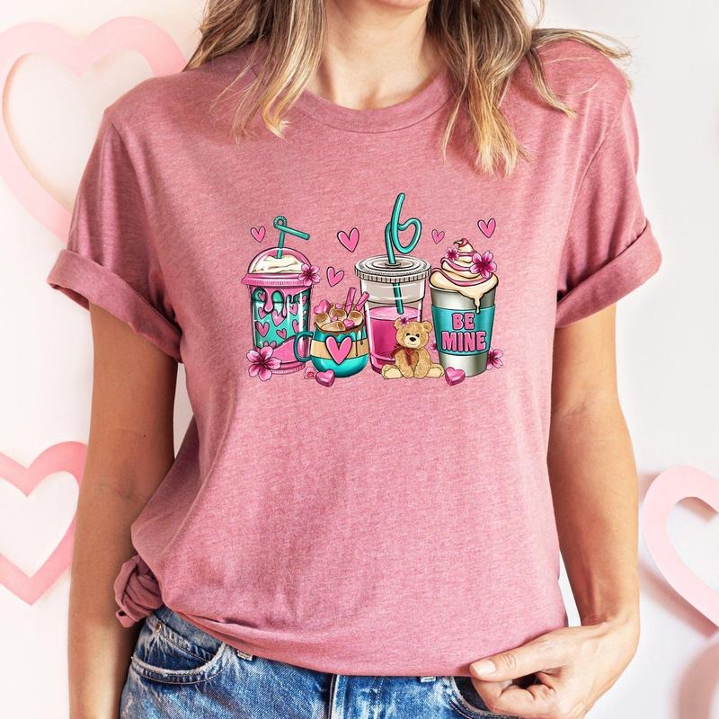 Valentine's Coffee Lover, Pink, Super Soft Tshirt, Valentine's Day Hoodie, Sweatshirt | DripVista.com
