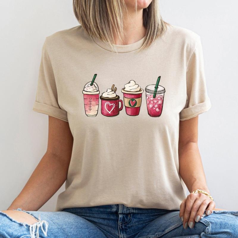 Valentine's Coffee, Drinks, Super Soft Tshirt, Valentine's Day Hoodie, Sweatshirt | DripVista.com