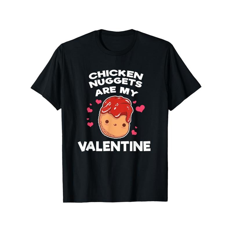 Valentine's Day Chicken Nuggets Humor Graphic Tee for Men - 100% Cotton, Comfort Fit Short Sleeve T-Shirt, Perfect for...