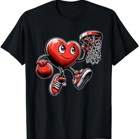 Valentine's Day Heart Basketball Team Player T-Shirt, Hodie and Sweater, T-Shirt Hoodie, Sweatshirt | DripVista.com