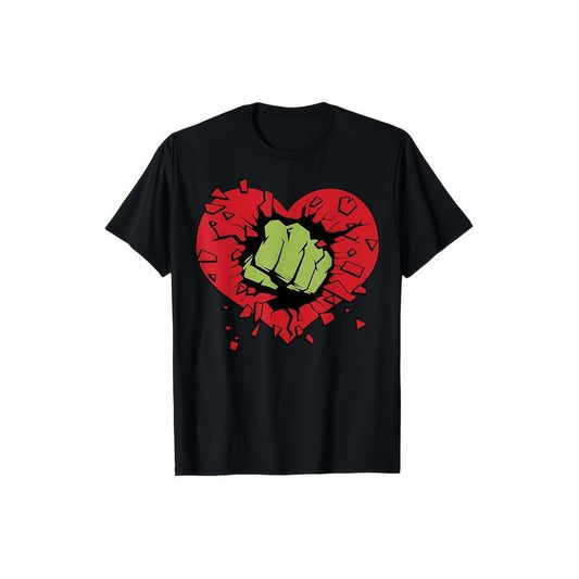 Valentine's Day Heart Print Cotton T-Shirt for Men - Casual, Stretchy & Machine Washable made in usa