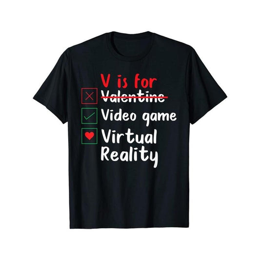 Valentine's Day VR Gaming-Inspired Cotton T-Shirt for Men & Women - Casual, Loose Fit with Unique Print Design, Machine Washable made in usa