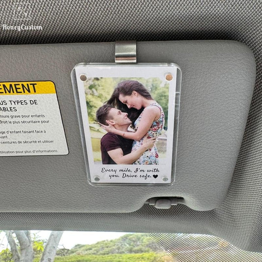 Valentine's Gift for Him - Personalized Car Visor Photo Clip, Romantic Boyfriend Gift, Couples Safe Driving Keepsake, Customizable Car Decor