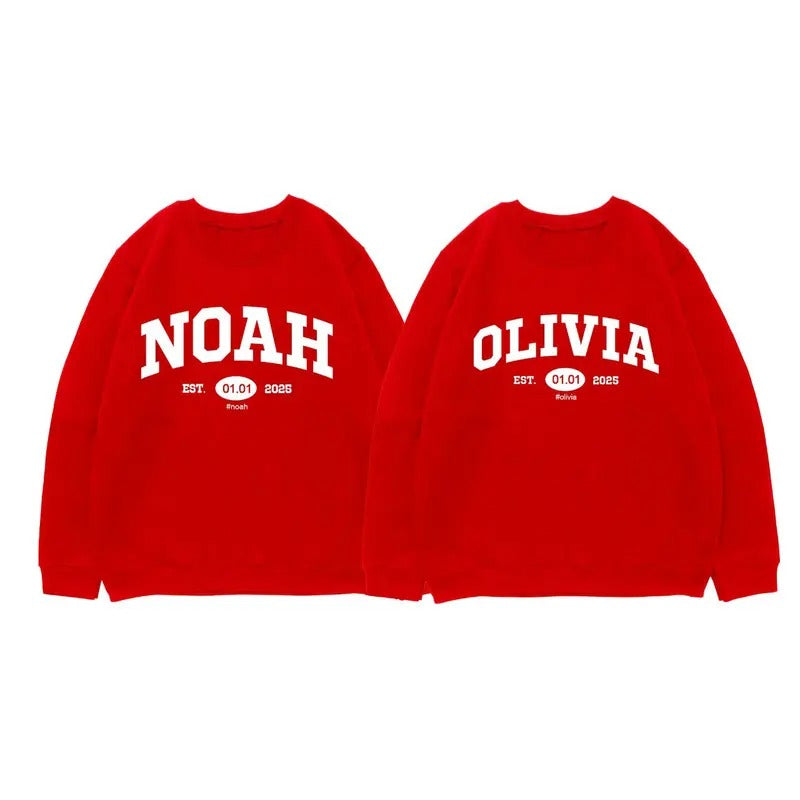 Valentines Day Couple Custom days Name Sweatshirt, Valentine'WB shield Day Shirt, Personalized Valentine Sweater Hoodie