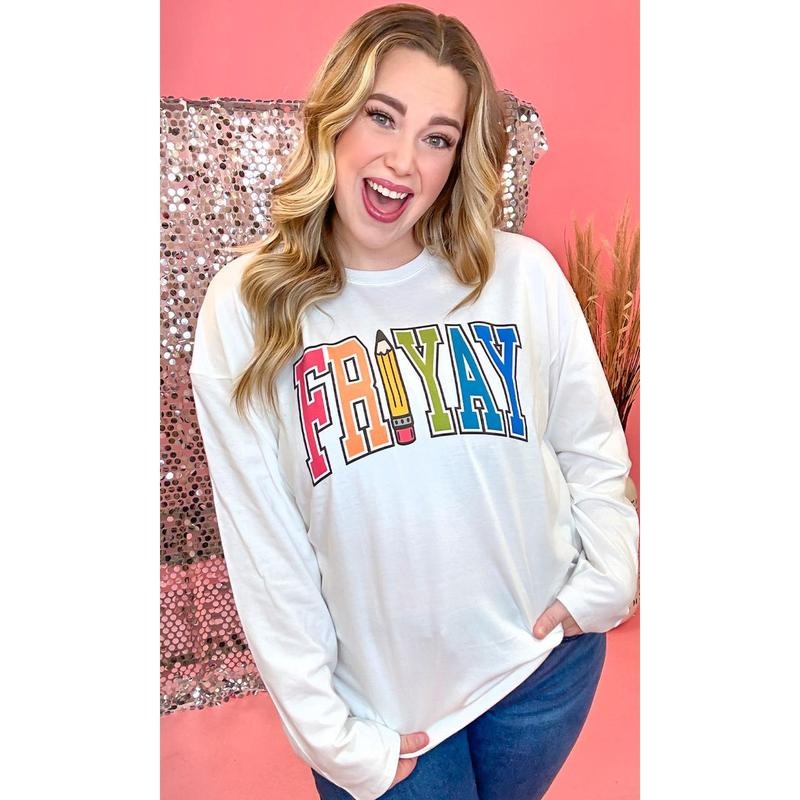 Varsity FRI-Yay Graphic Long Sleeve T-Shirt Hoodie, Sweatshirt | DripVista.com