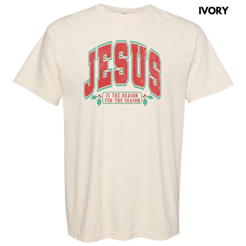 Varsity Jesus Red & Green Comfort Colors T-Shirt 'NLB' Hoodie, Sweatshirt | DripVista.com