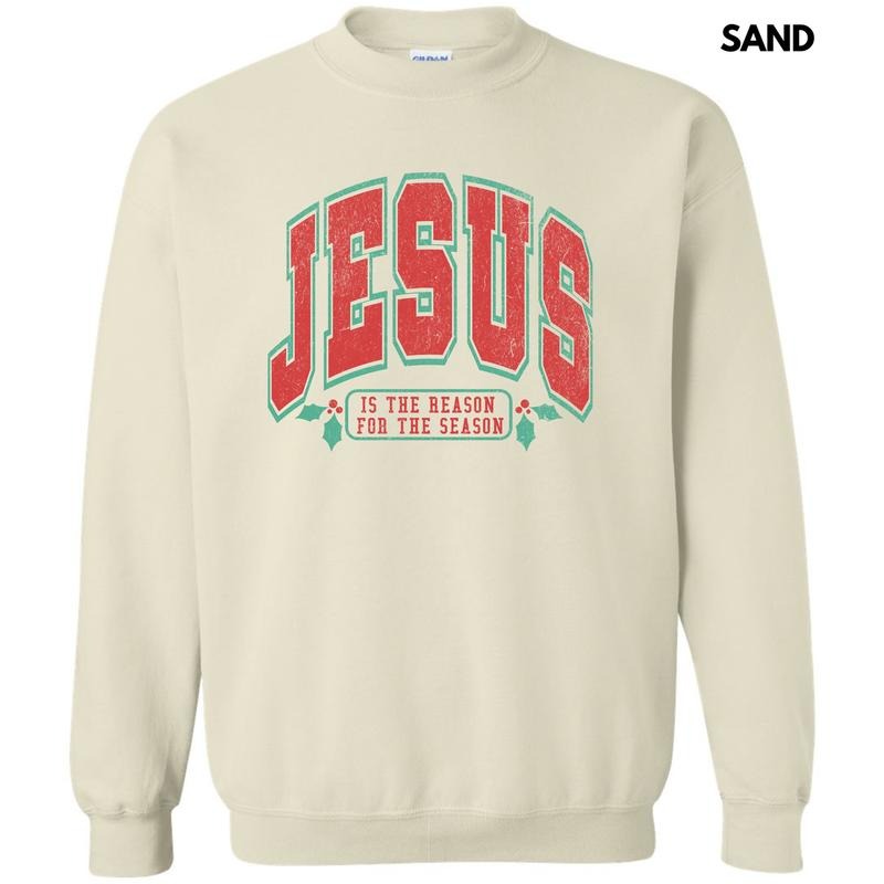 Varsity Jesus Red & Green Sweatshirt 'NLB T-Shirts, Hoodie | DripVista.com