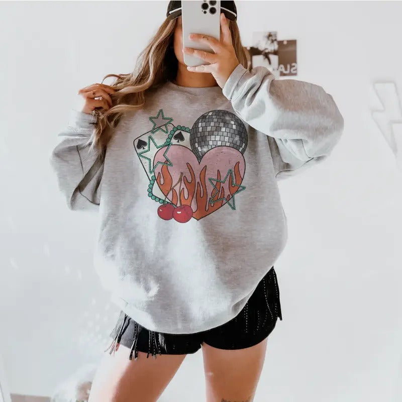 Vegas Heart Sweatshirt, western clothing, western outfits women, western tops, T-shirt and Hoodie | DripVista.com