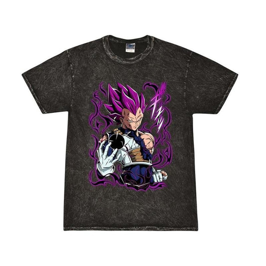 Vegeta Ultra Ego Mineral Wash T-Shirt, Dragon Ball Super Anime Wash T-Shirt, Comfortable Stretch, Moves with You, Trendy Outfits