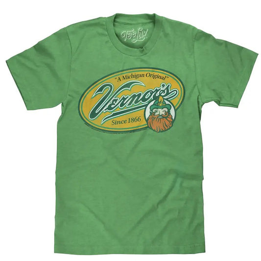 Vernor's Ginger Ale Michigan Original T-Shirt - Heather Kelly Green graphic tee