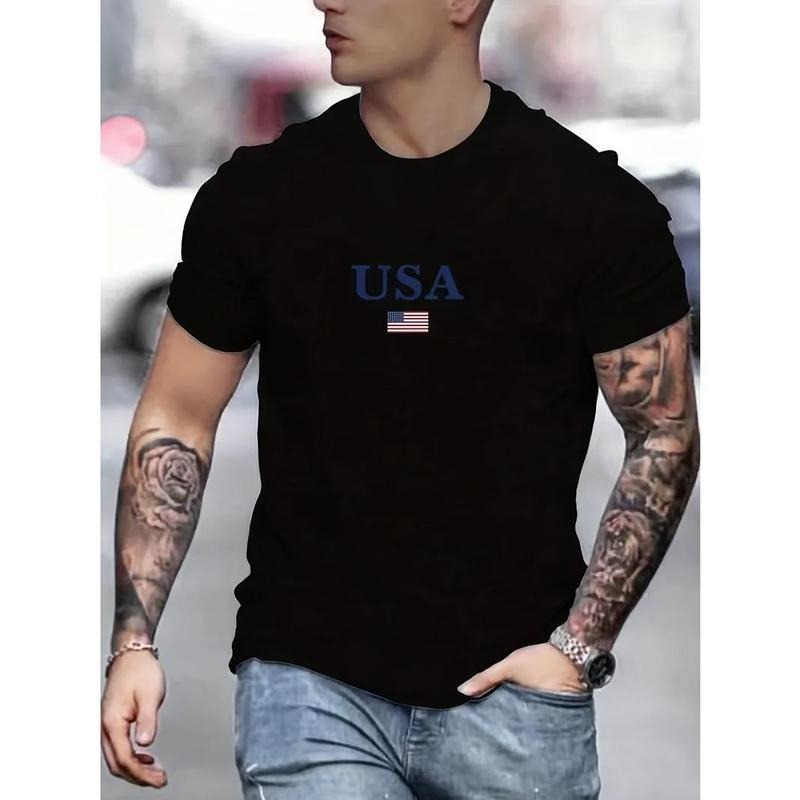 Versatile Patriotic Flag Tee - Mens USA Graphic T-Shirt with Vibrant Print