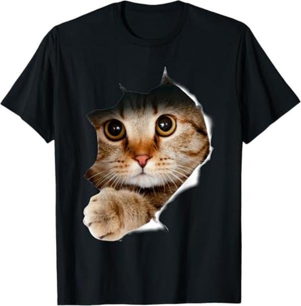 [Versatile T-shirt] Cat Shirt, Cat Tshirt, Cat Torn Cloth Shirt, Kitten,Mouthless cat T-Shirt Summer Streetwear Hoodie,...