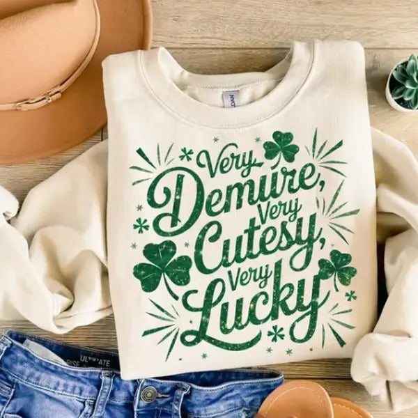Very Demure Very Lucky Shirt - Fabric Fit Pullover Womenswear Hoodie, Sweatshirt | DripVista.com