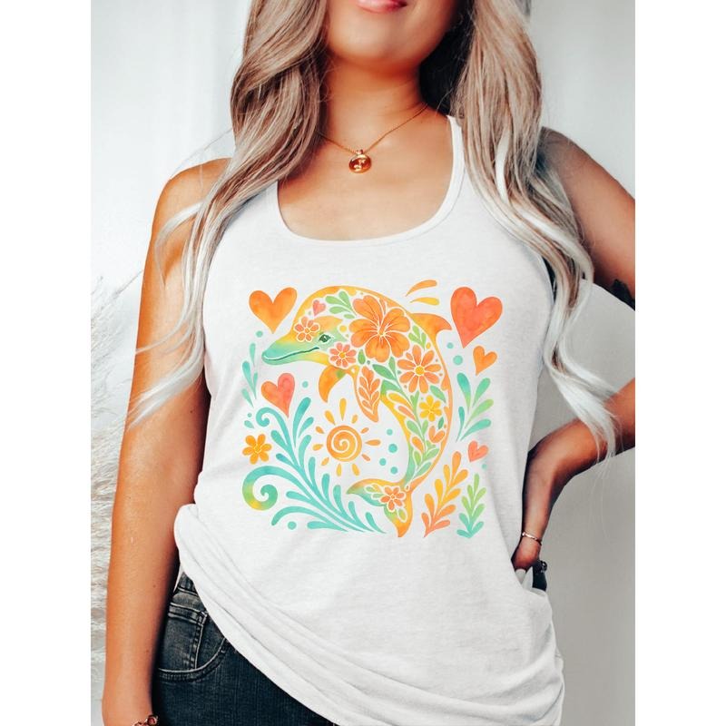 Vest for Summer Escapes: Flaunt WB shield Playful Dolphin Floral Design style 02 T-Shirts, Hoodie, Sweatshirt | DripVista.com