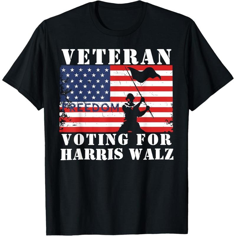 Veteran Freedom Voting for Harris Walz Waltz USA Flag T-Shirt made in usa Hoodie, Sweatshirt | DripVista.com