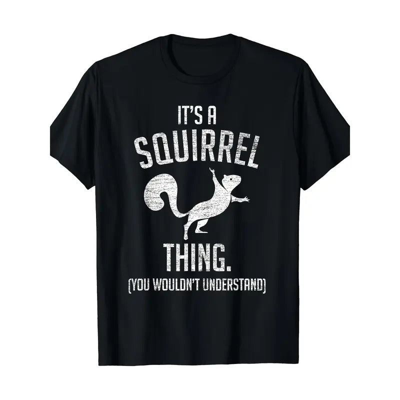 Vibrant Forest Squirrel Tee - Humorous Wildlife Graphic, Soft Cotton, Relaxed Fit, Funny Animal Lover Gift Made in USA